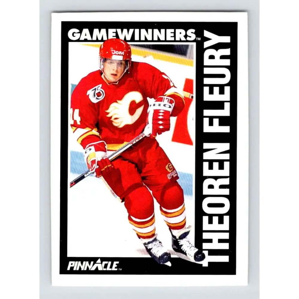 1991-92 Pinnacle #358 Theo Fleury NM-MT Calgary Flames Hockey Card Image 1