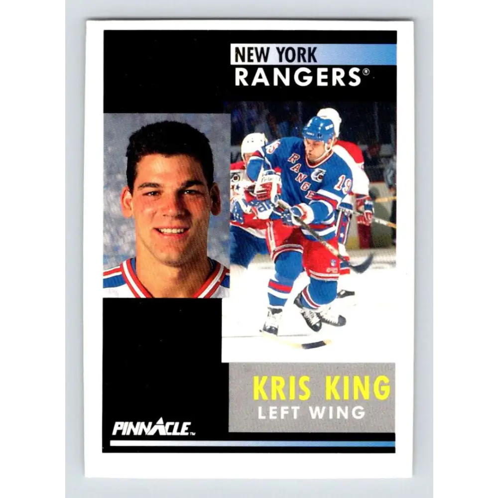 1991-92 Pinnacle #362 Kris King NM-MT New York Rangers Hockey Card Image 1