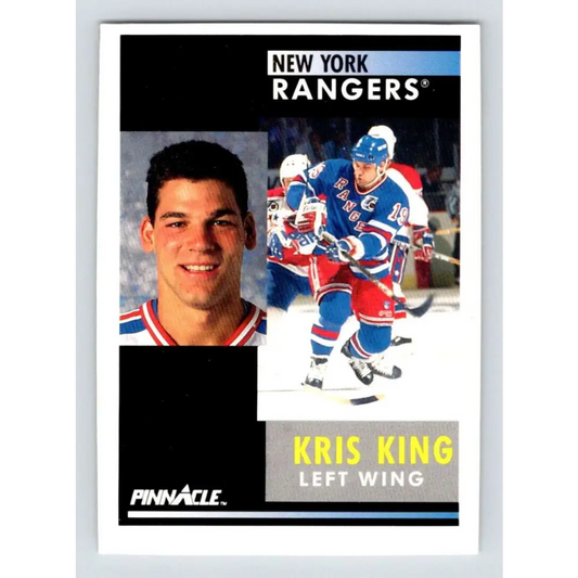 1991-92 Pinnacle #362 Kris King NM-MT New York Rangers Hockey Card Image 1