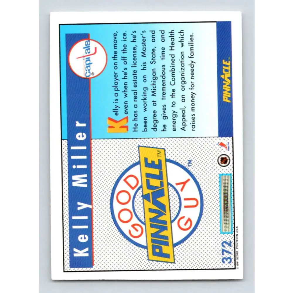1991-92 Pinnacle #372 Kelly Miller GG NM-MT Washington Capitals Hockey Card Image 2