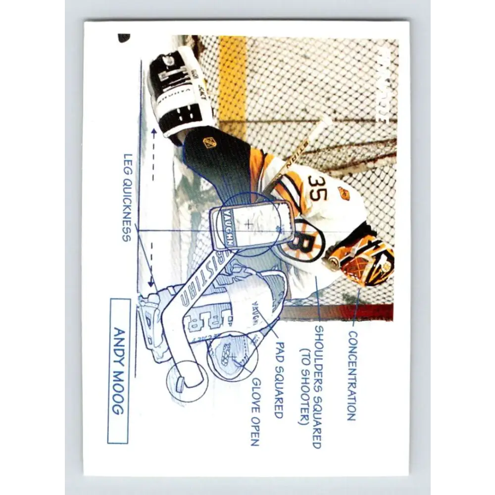 1991-92 Pinnacle #379 Andy Moog TECH NM-MT Boston Bruins Hockey Card Image 1
