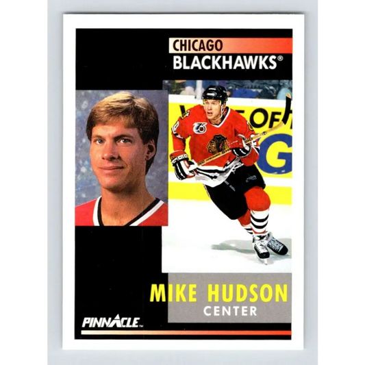 1991-92 Pinnacle #38 Mike Hudson NM-MT Chicago Blackhawks Hockey Card Image 1