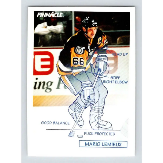 1991-92 Pinnacle #380 Mario Lemieux TECH NM-MT Pittsburgh Penguins Hockey Card Image 1