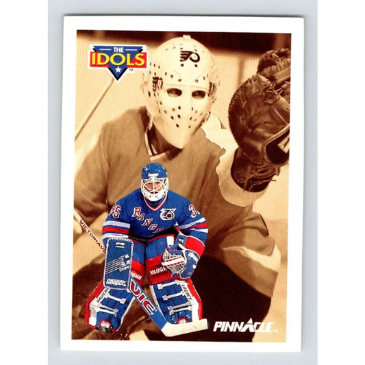 1991-92 Pinnacle #384 Mike Richter/Bernie Parent NM-MT New York Rangers Hockey Card Image 1