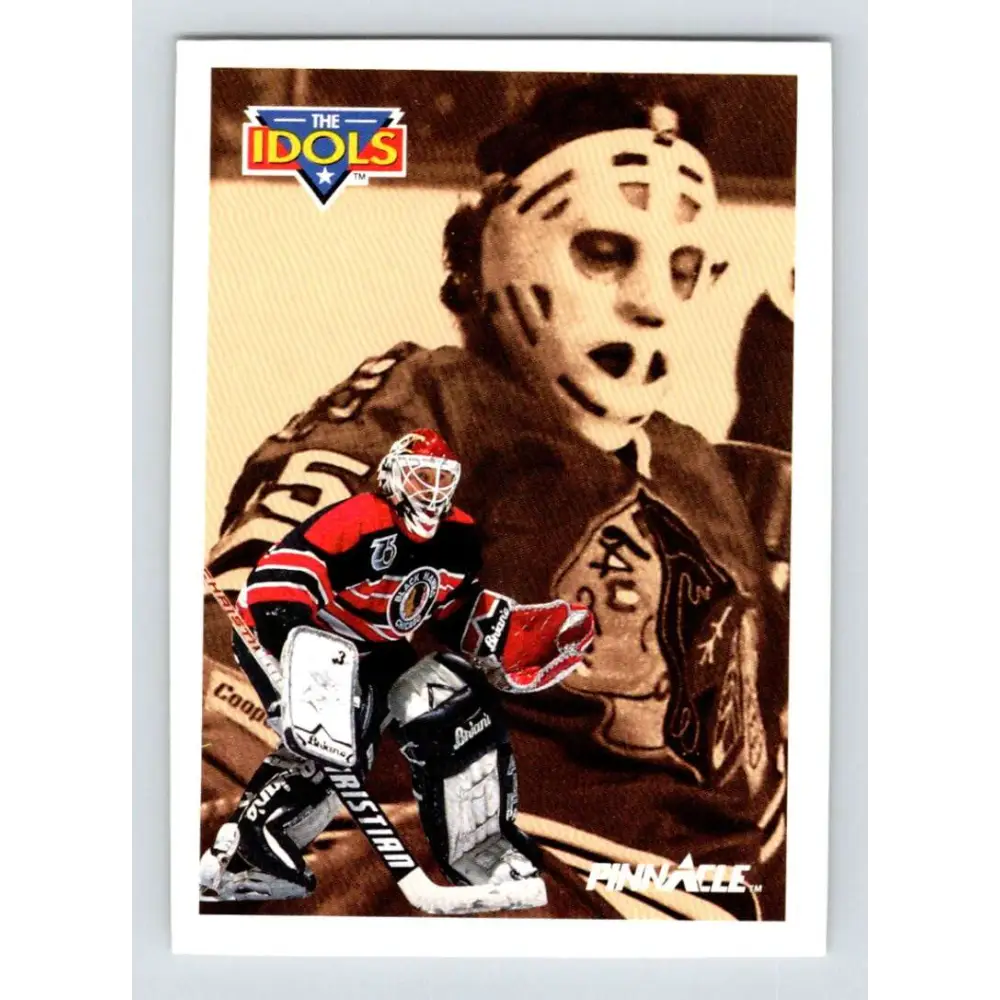 1991-92 Pinnacle #388 Tony Esposito/Ed Belfour NM-MT Chicago Blackhawks Hockey Card Image 1
