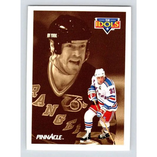 1991-92 Pinnacle #390 Tony Amonte/Mark Messier NM-MT New York Rangers Hockey Card Image 1