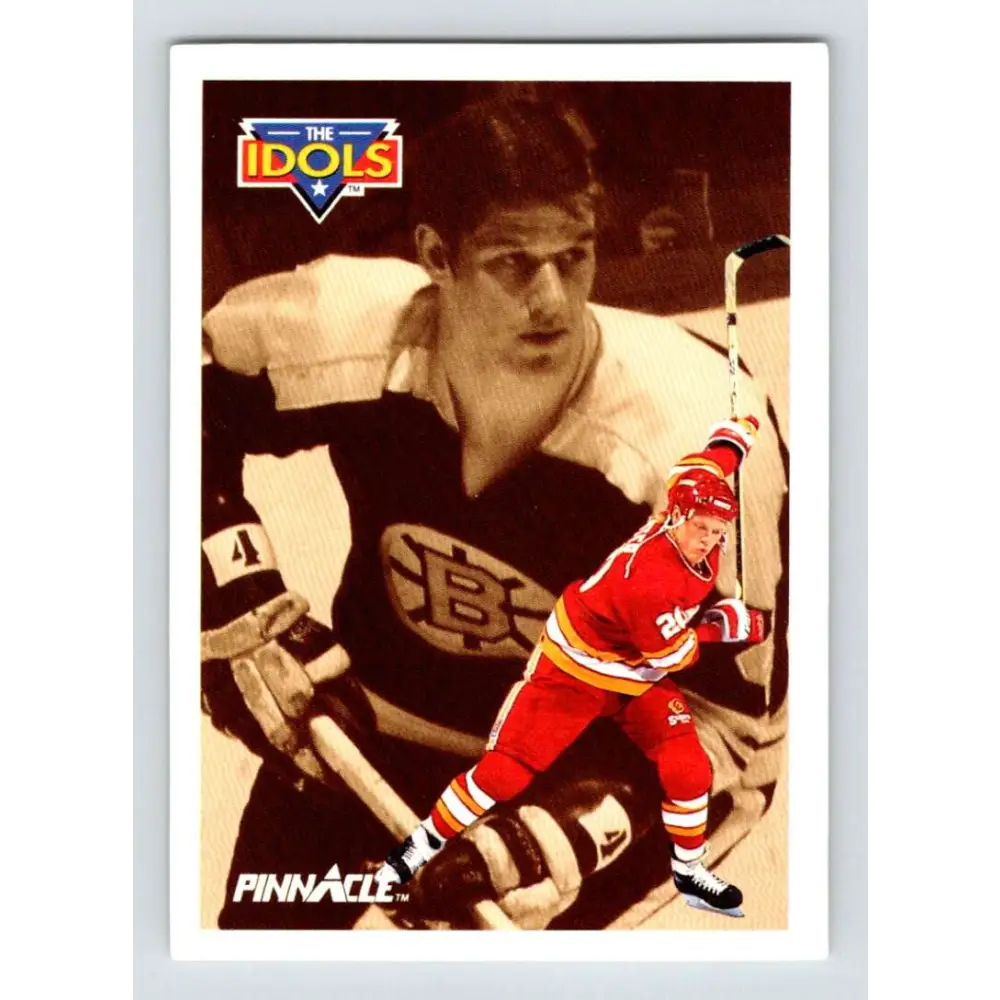 1991-92 Pinnacle #392 Gary Suter/Bobby Orr NM-MT Calgary Flames Hockey Card Image 1