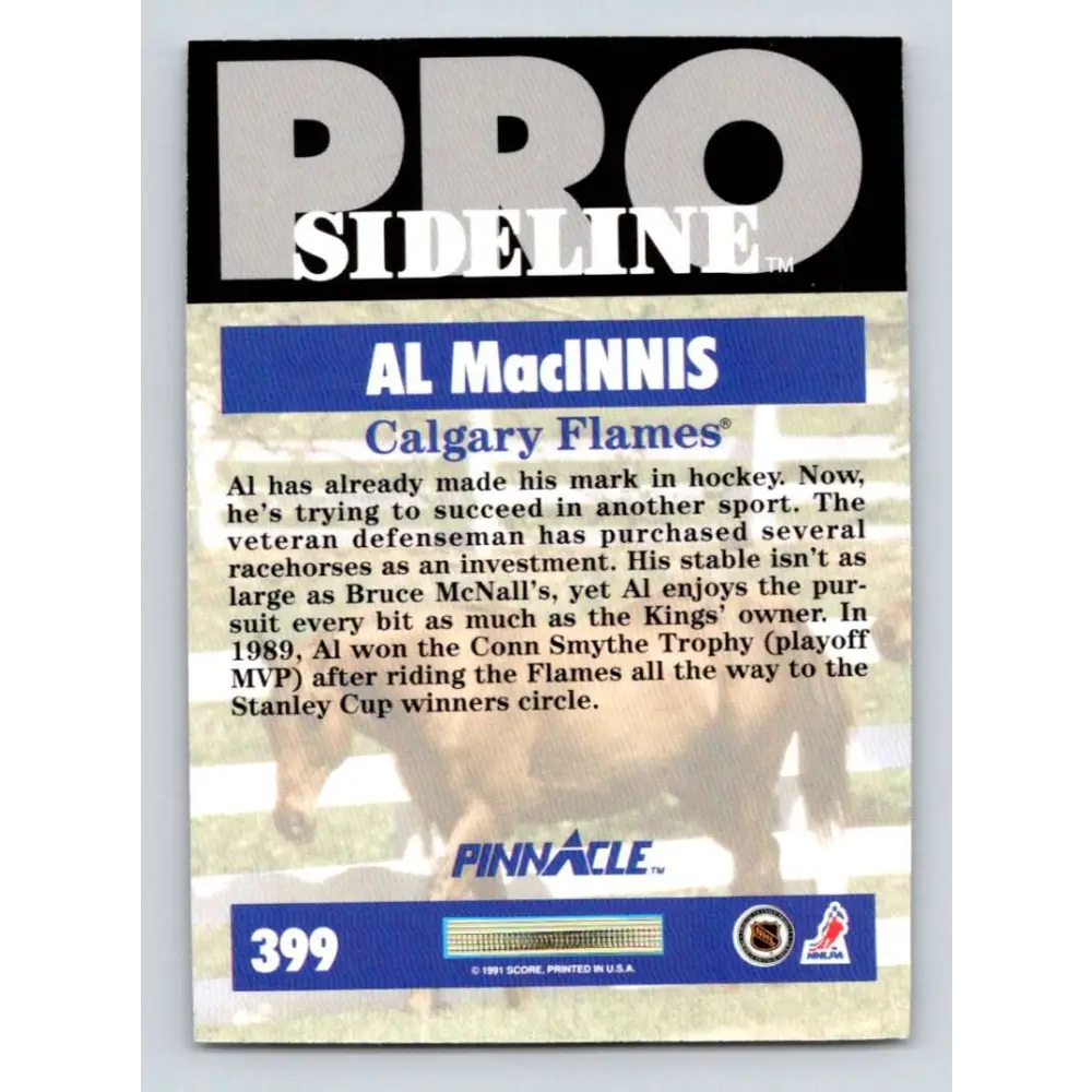 1991-92 Pinnacle #399 Al MacInnis SL NM-MT Calgary Flames Hockey Card Image 2