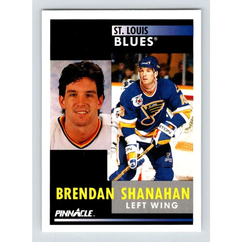 1991-92 Pinnacle #41 Brendan Shanahan NM-MT St. Louis Blues Hockey Card Image 1