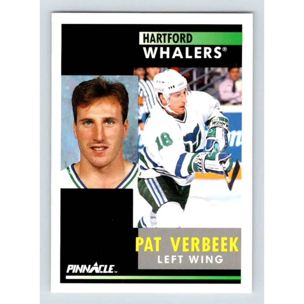 1991-92 Pinnacle #43 Pat Verbeek NM-MT Hartford Whalers Hockey Card Image 1