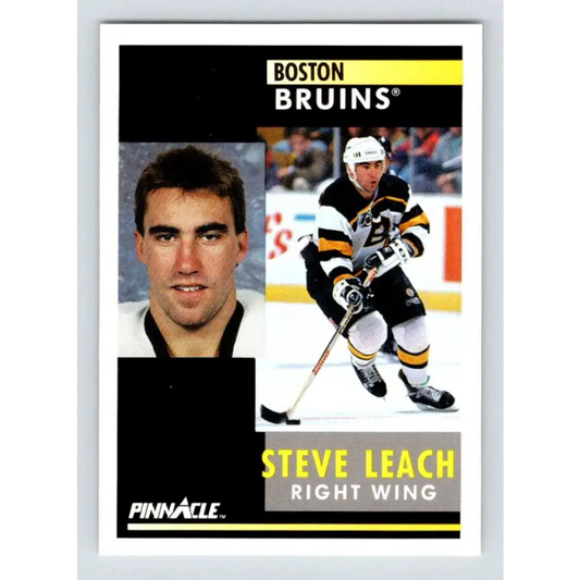 1991-92 Pinnacle #46 Stephen Leach NM-MT Boston Bruins Hockey Card Image 1