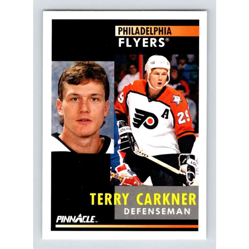 1991-92 Pinnacle #51 Terry Carkner NM-MT Philadelphia Flyers Hockey Card Image 1