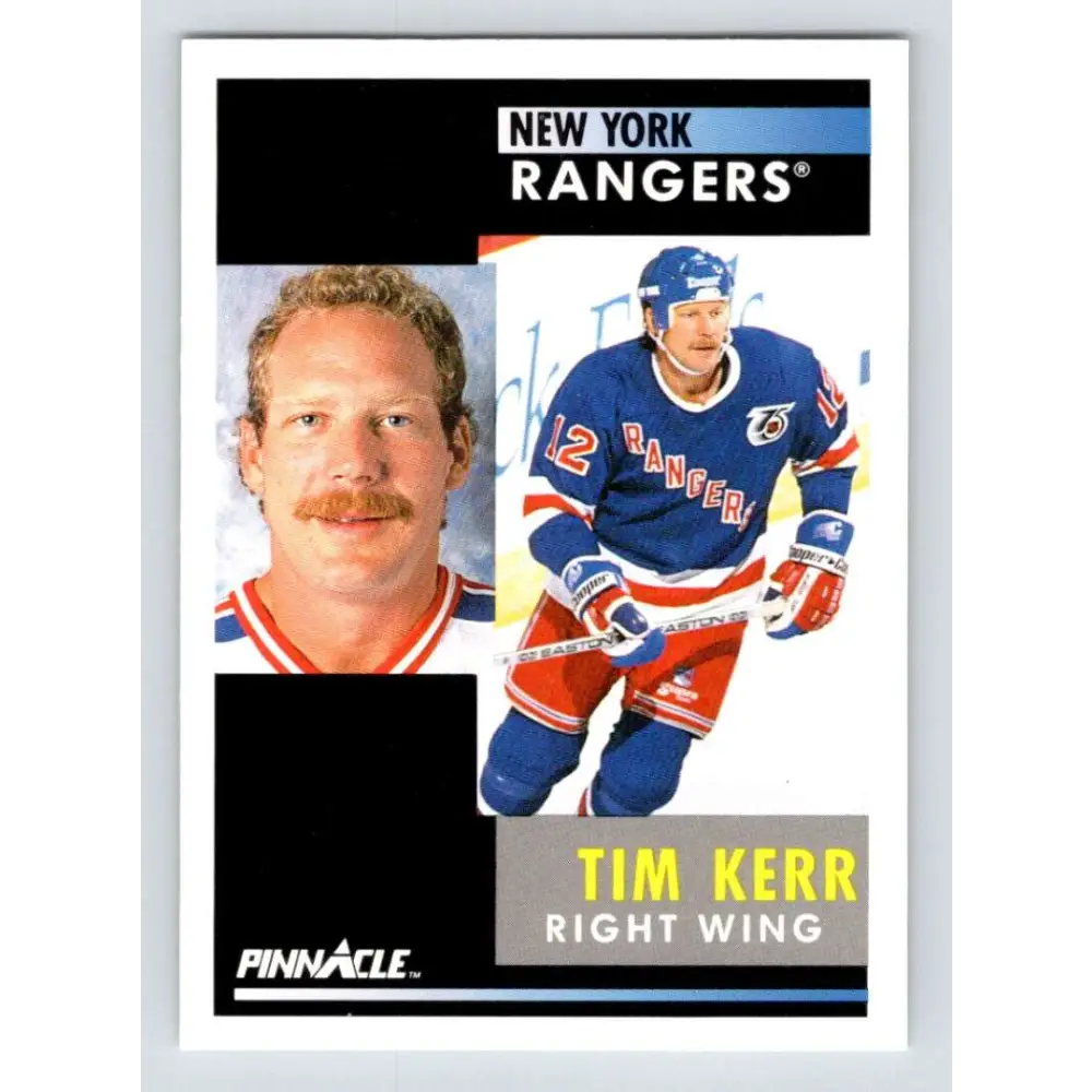 1991-92 Pinnacle #52 Tim Kerr NM-MT New York Rangers Hockey Card Image 1
