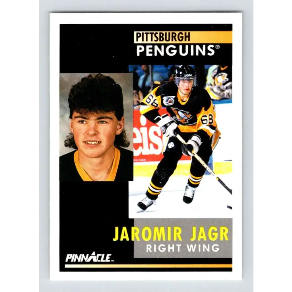 1991-92 Pinnacle #53 Jaromir Jagr NM-MT Pittsburgh Penguins Hockey Card Image 1