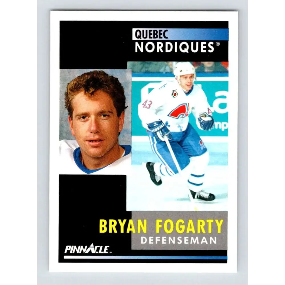 1991-92 Pinnacle #59 Bryan Fogarty NM-MT Quebec Nordiques Hockey Card Image 1
