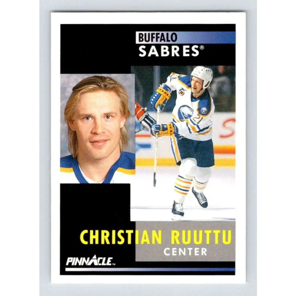 1991-92 Pinnacle #60 Christian Ruuttu NM-MT Buffalo Sabres Hockey Card Image 1
