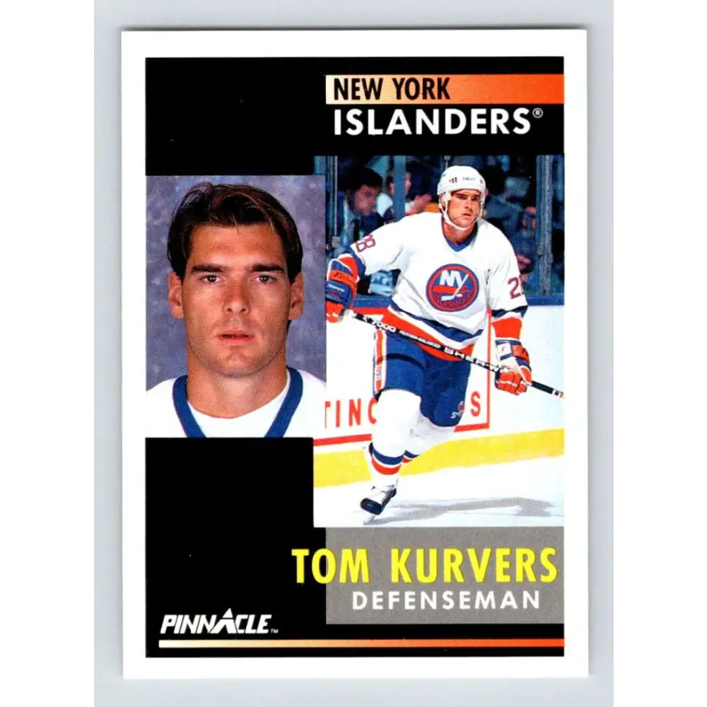 1991-92 Pinnacle #7 Tom Kurvers NM-MT New York Islanders Hockey Card Image 1