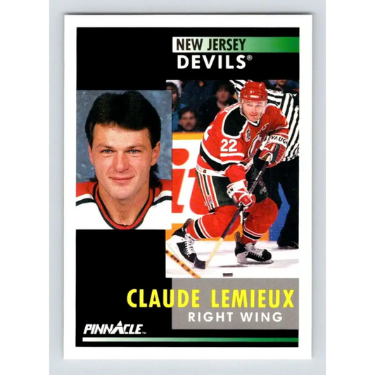 1991-92 Pinnacle #70 Claude Lemieux NM-MT New Jersey Devils Hockey Card Image 1