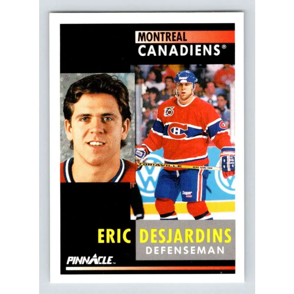 1991-92 Pinnacle #73 Eric Desjardins NM-MT Montreal Canadiens Hockey Card Image 1