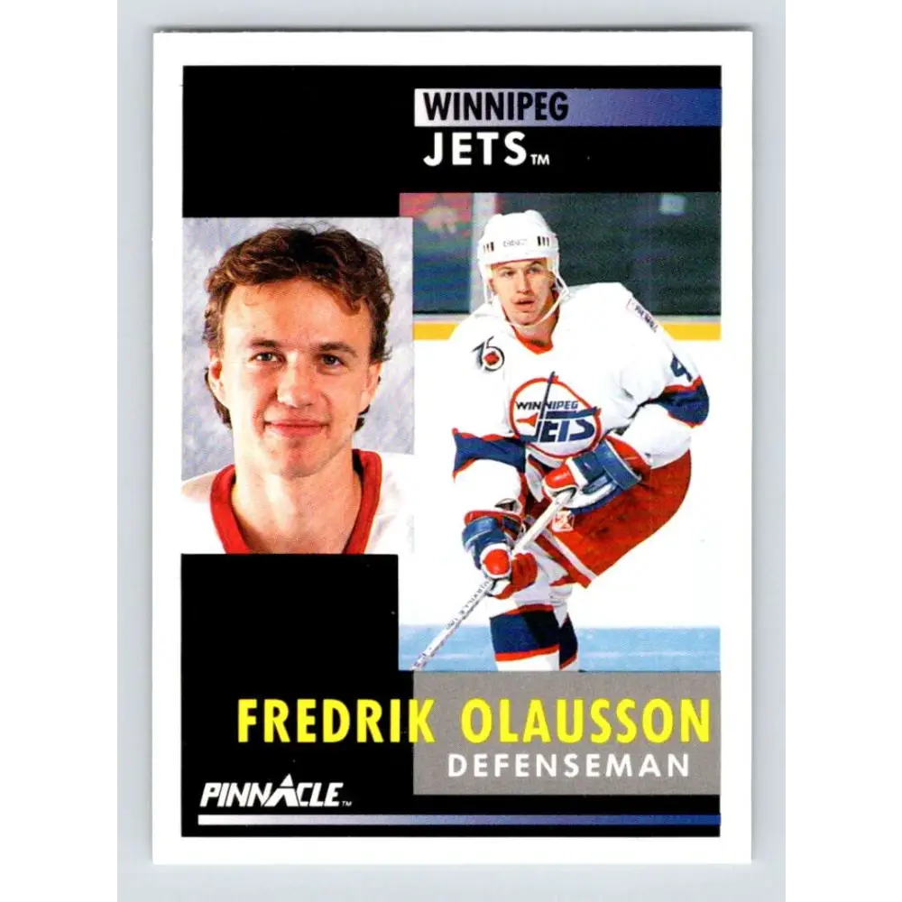1991-92 Pinnacle #74 Fredrik Olausson NM-MT Winnipeg Jets Hockey Card Image 1