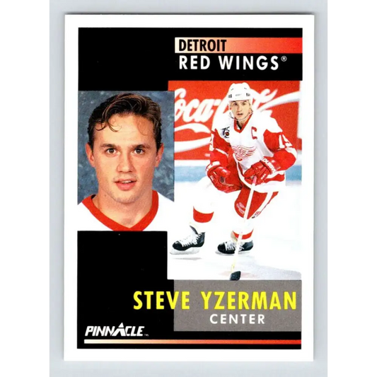 1991-92 Pinnacle #75 Steve Yzerman NM-MT Detroit Red Wings Hockey Card Image 1