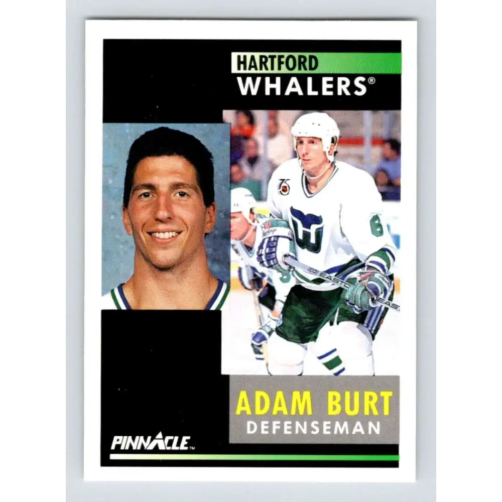 1991-92 Pinnacle #77 Adam Burt NM-MT Hartford Whalers Hockey Card Image 1