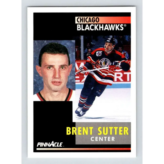 1991-92 Pinnacle #79 Brent Sutter NM-MT Chicago Blackhawks Hockey Card Image 1