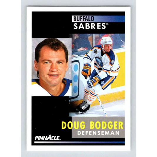 1991-92 Pinnacle #8 Doug Bodger NM-MT Buffalo Sabres Hockey Card Image 1