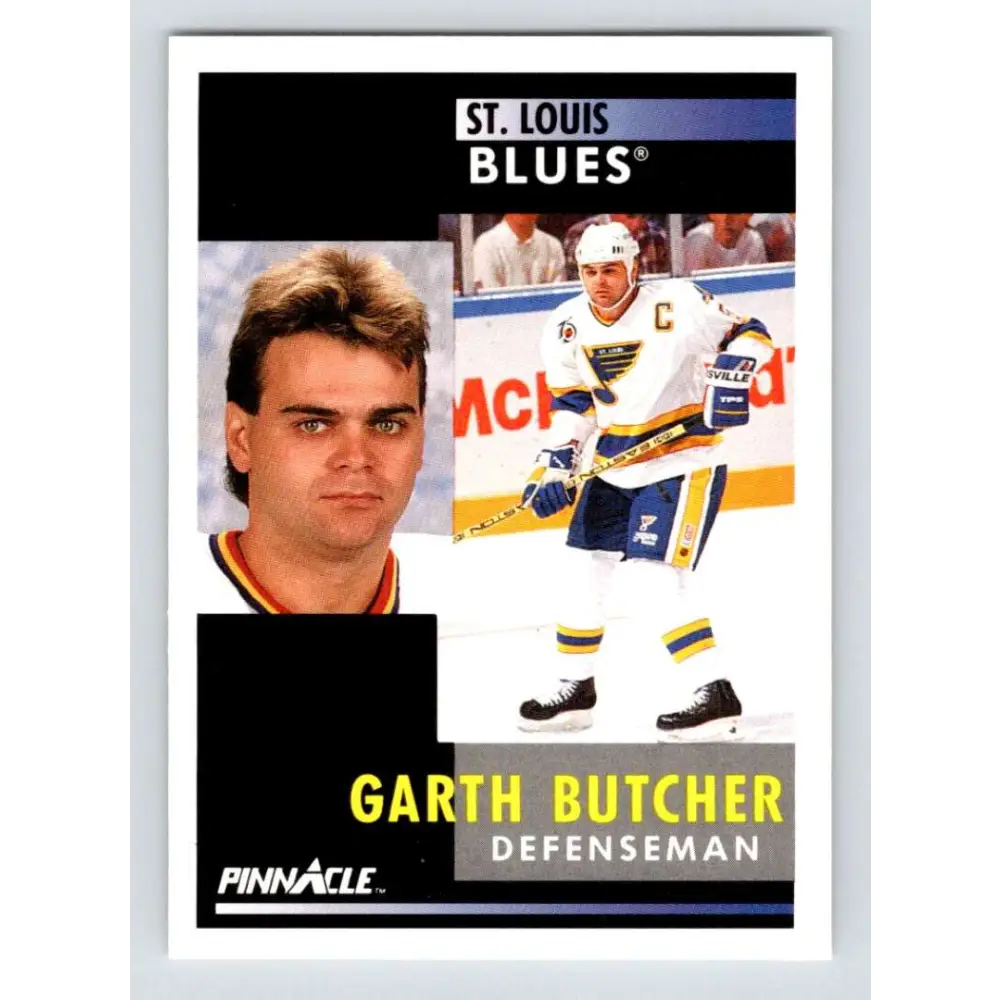 1991-92 Pinnacle #85 Garth Butcher NM-MT St. Louis Blues Hockey Card Image 1
