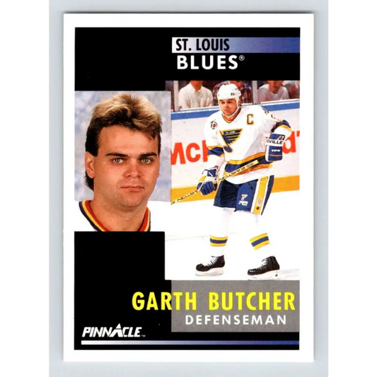 1991-92 Pinnacle #85 Garth Butcher NM-MT St. Louis Blues Hockey Card Image 1