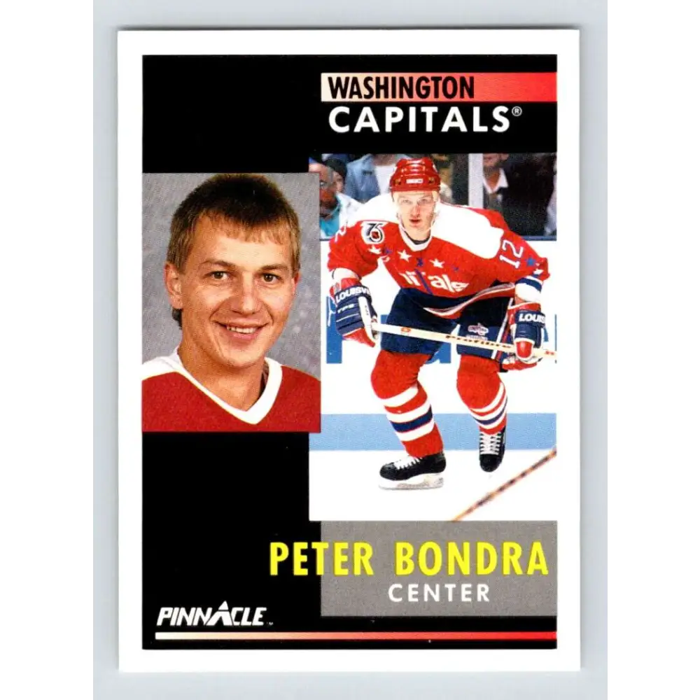 1991-92 Pinnacle #87 Peter Bondra NM-MT Washington Capitals Hockey Card Image 1
