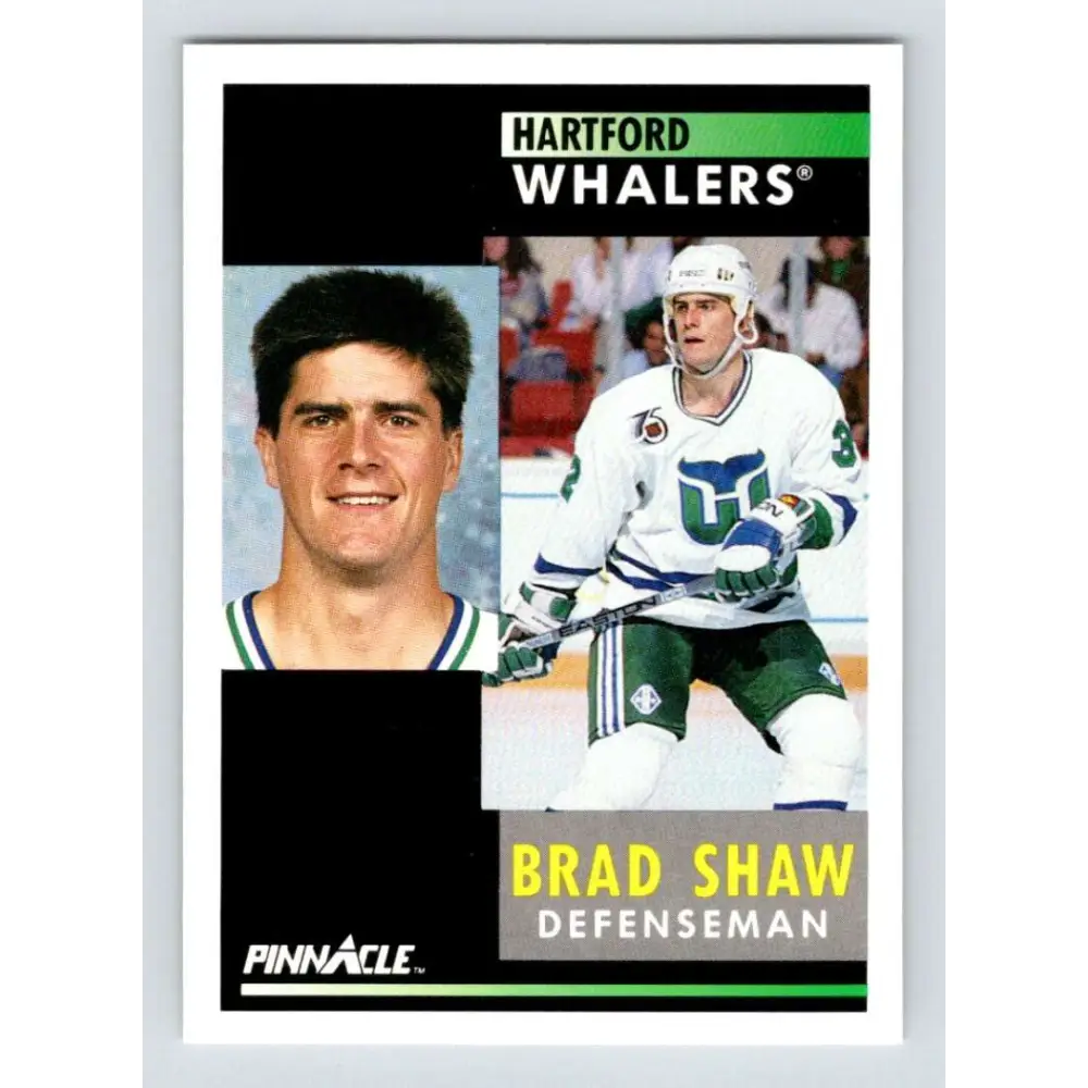 1991-92 Pinnacle #88 Brad Shaw NM-MT Hartford Whalers Hockey Card Image 1