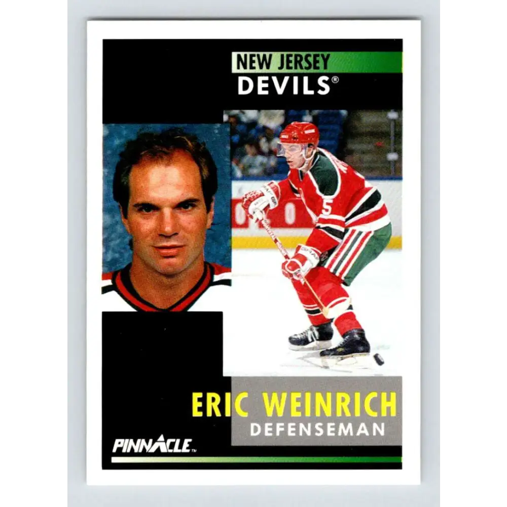 1991-92 Pinnacle #89 Eric Weinrich NM-MT New Jersey Devils Hockey Card Image 1