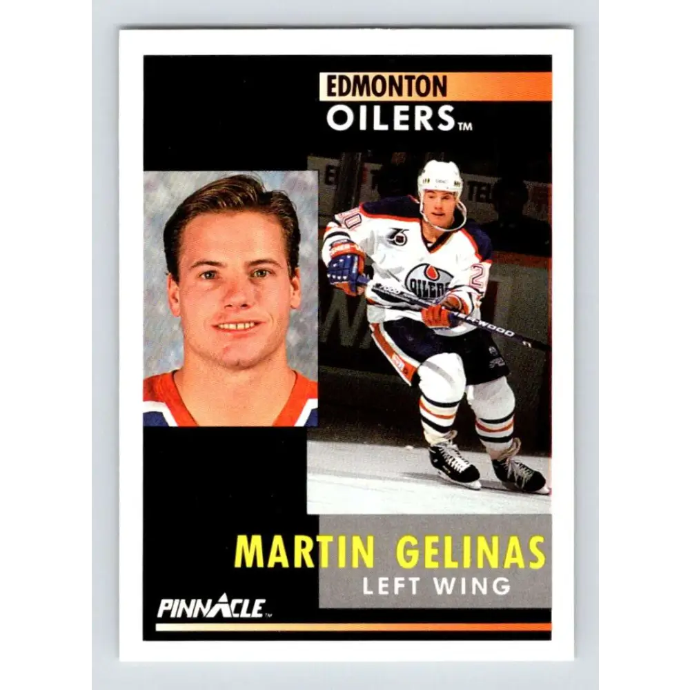 1991-92 Pinnacle #93 Martin Gelinas NM-MT Edmonton Oilers Hockey Card Image 1
