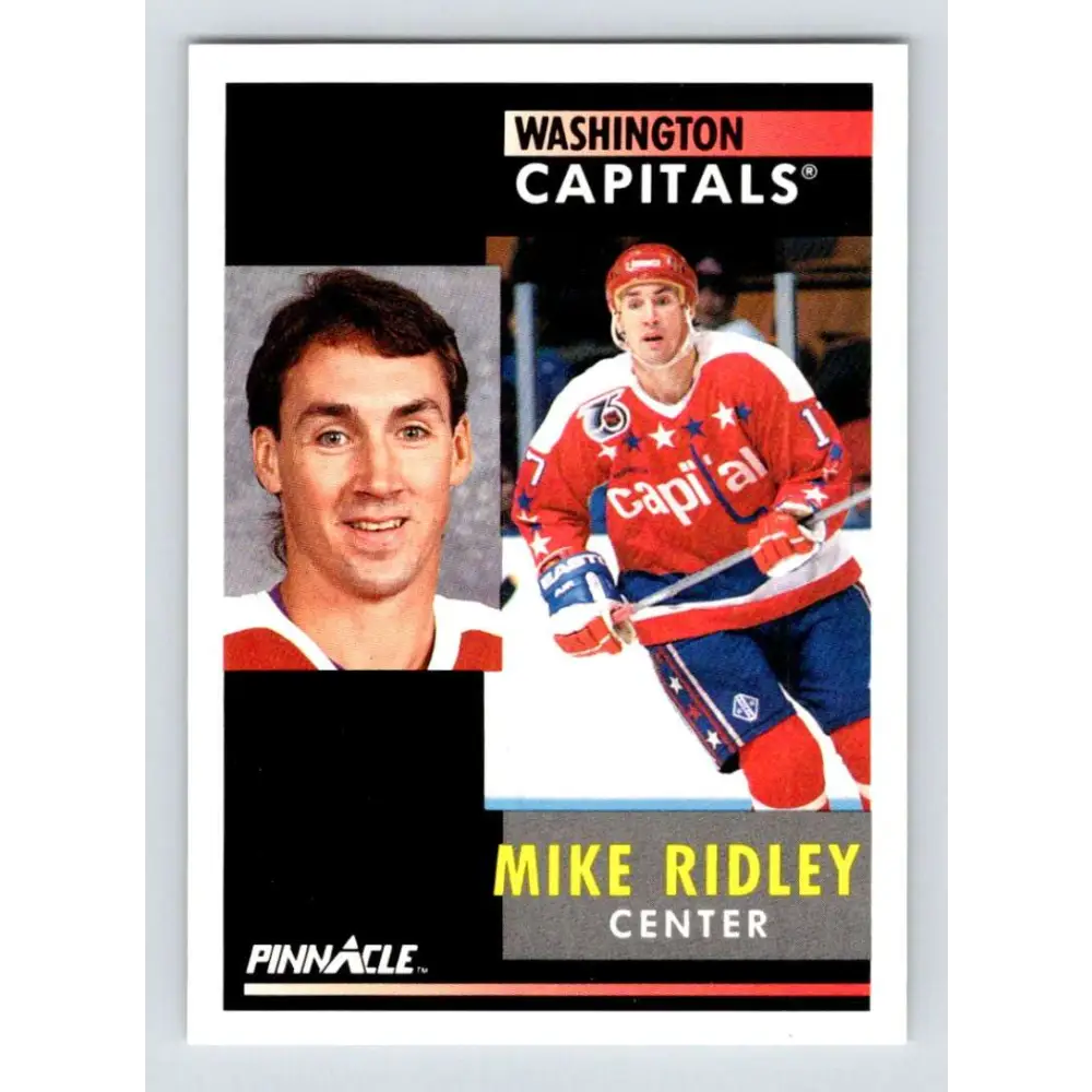 1991-92 Pinnacle #94 Mike Ridley NM-MT Washington Capitals Hockey Card Image 1