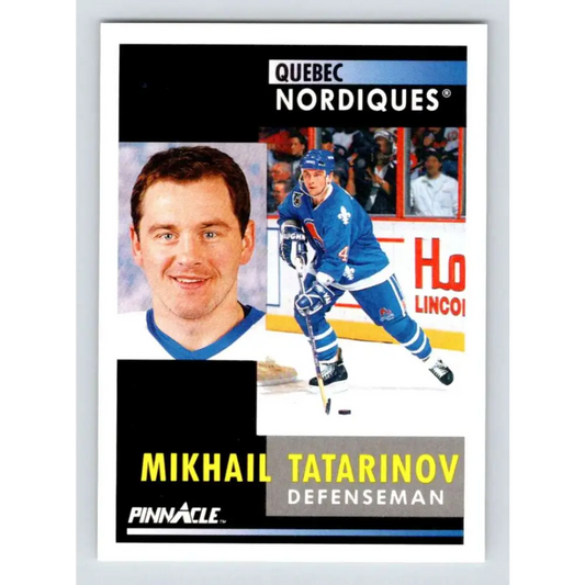 1991-92 Pinnacle #97 Mikhail Tatarinov NM-MT Quebec Nordiques Hockey Card Image 1