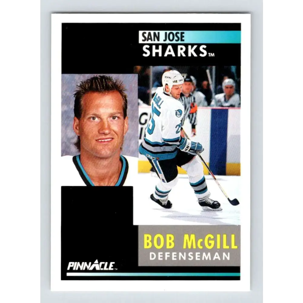 1991-92 Pinnacle #98 Bob McGill NM-MT San Jose Sharks Hockey Card Image 1