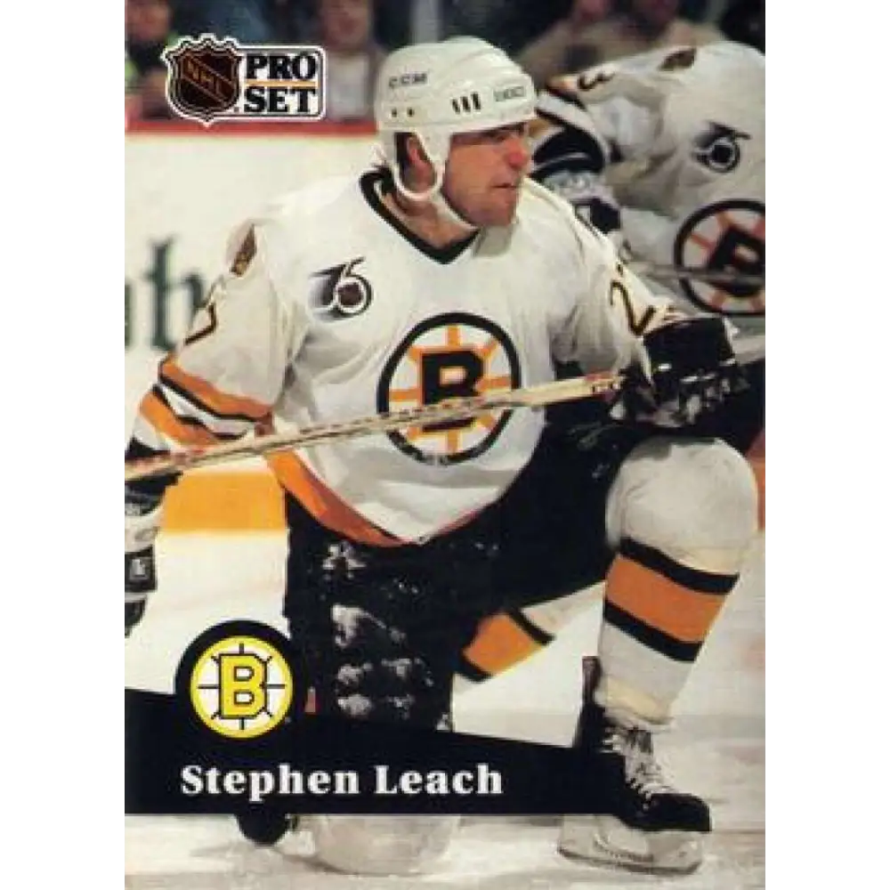 1991-92 Pro Set #346 Stephen Leach NM-MT Boston Bruins Hockey Card Image 1