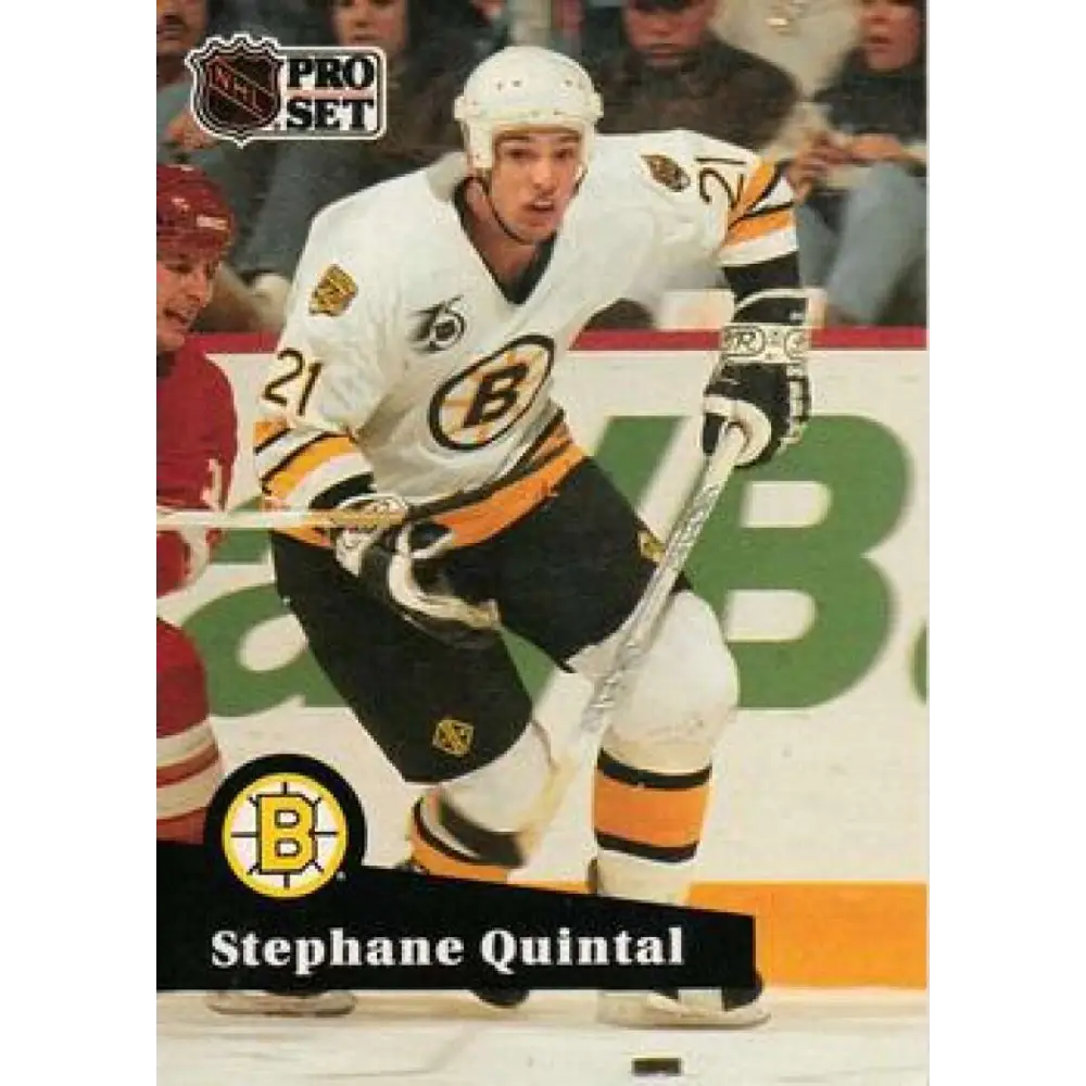 1991-92 Pro Set #350 Stephane Quintal NM-MT Boston Bruins Hockey Card Image 1