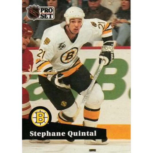 1991-92 Pro Set #350 Stephane Quintal NM-MT Boston Bruins Hockey Card Image 1