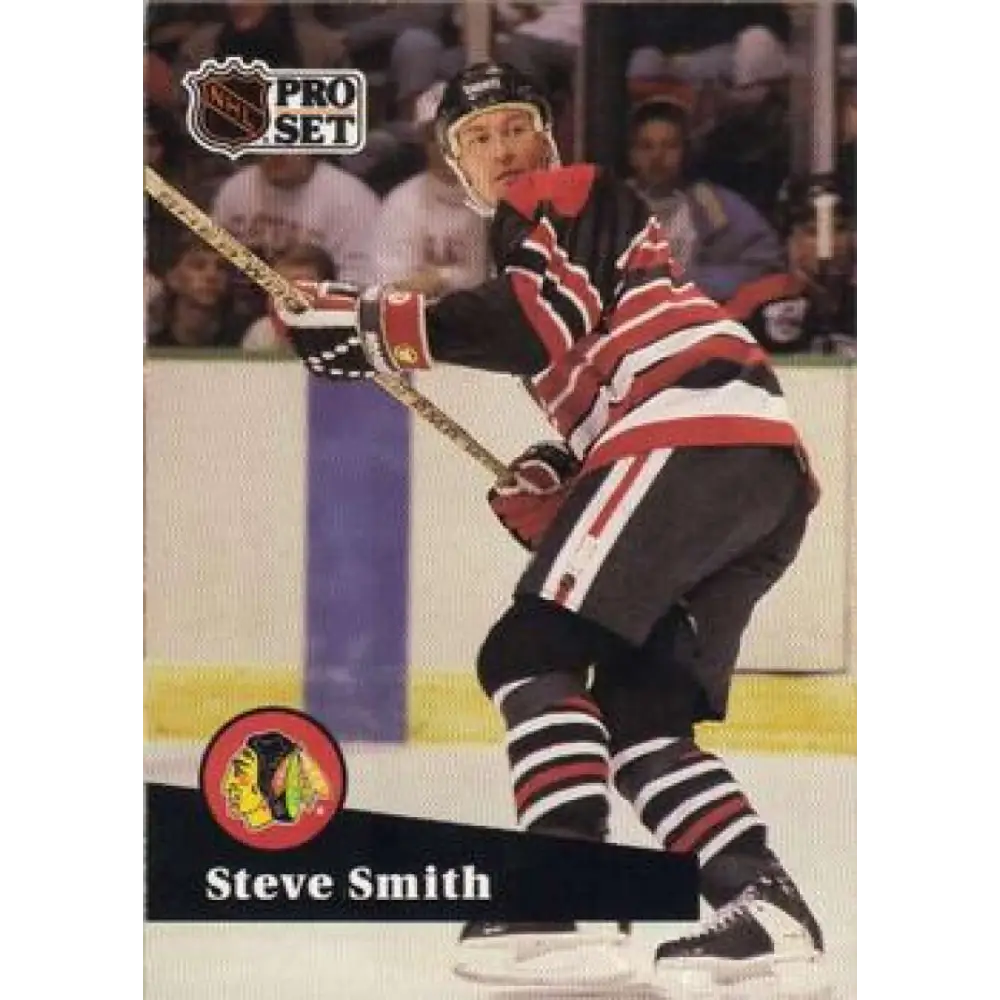 1991-92 Pro Set #370 Steve Smith NM-MT Chicago Blackhawks Hockey Card Image 1
