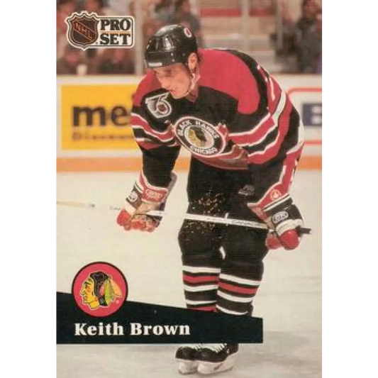 1991-92 Pro Set #371 Keith Brown NM-MT Chicago Blackhawks Hockey Card Image 1