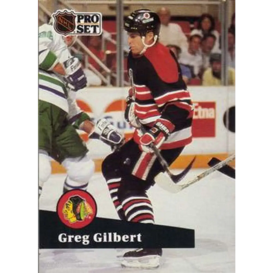 1991-92 Pro Set #372 Greg Gilbert NM-MT Chicago Blackhawks Hockey Card Image 1