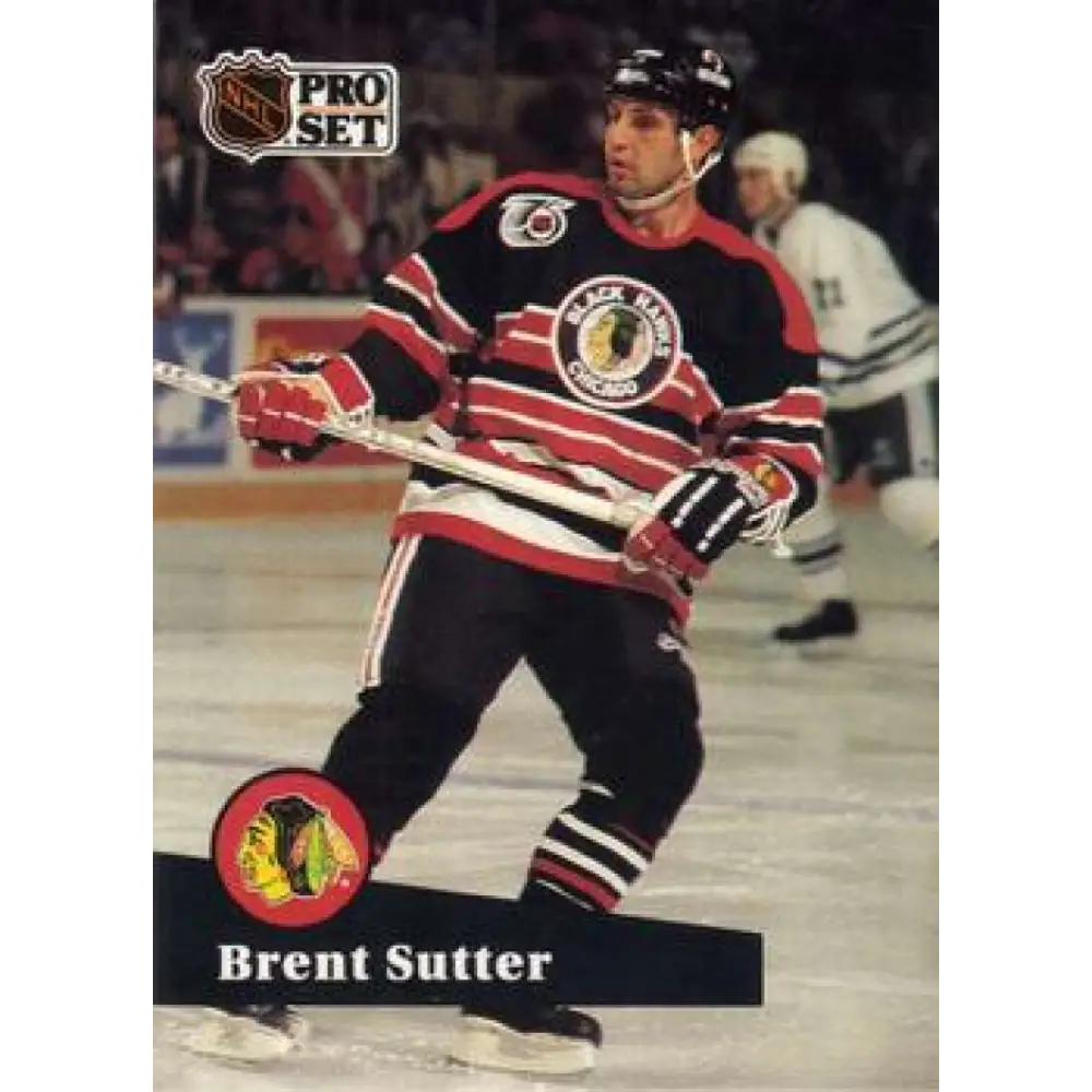 1991-92 Pro Set #374 Brent Sutter NM-MT Chicago Blackhawks Hockey Card Image 1