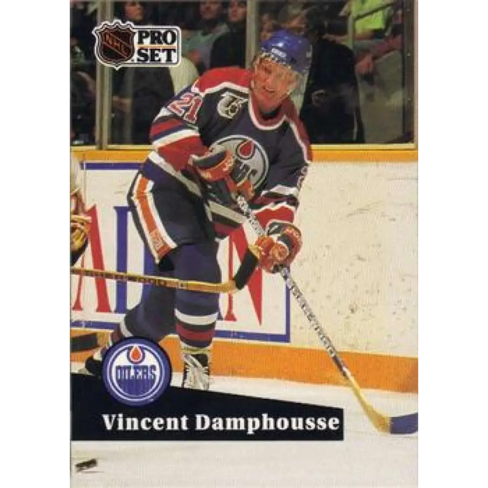 1991-92 Pro Set #381 Vincent Damphousse NM-MT Edmonton Oilers Hockey Card Image 1