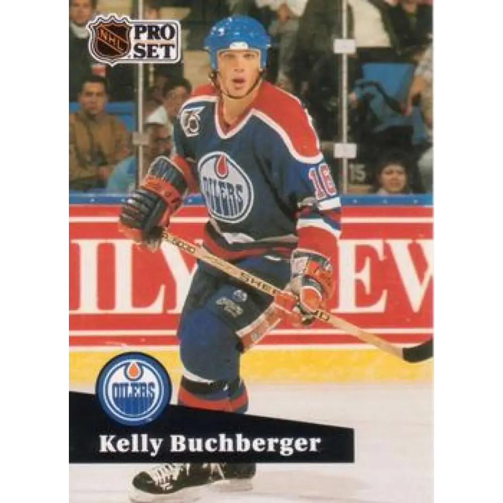 1991-92 Pro Set #385 Kelly Buchburger NM-MT Edmonton Oilers Hockey Card Image 1