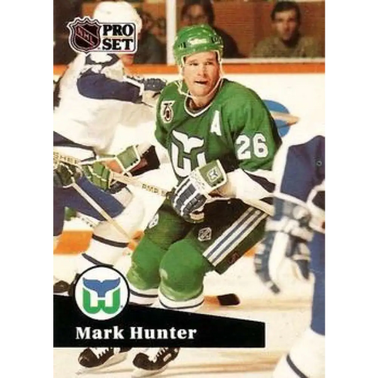 1991-92 Pro Set #390 Mark Hunter NM-MT Hartford Whalers Hockey Card Image 1