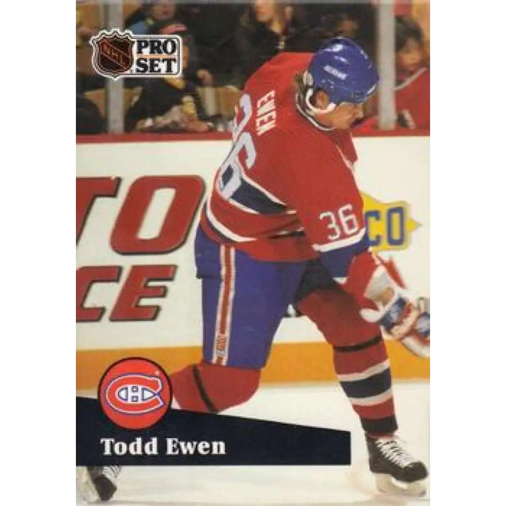 1991-92 Pro Set #419 Todd Ewen NM-MT Montreal Canadiens Hockey Card Image 1