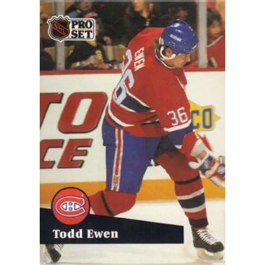 1991-92 Pro Set #419 Todd Ewen NM-MT Montreal Canadiens Hockey Card Image 1