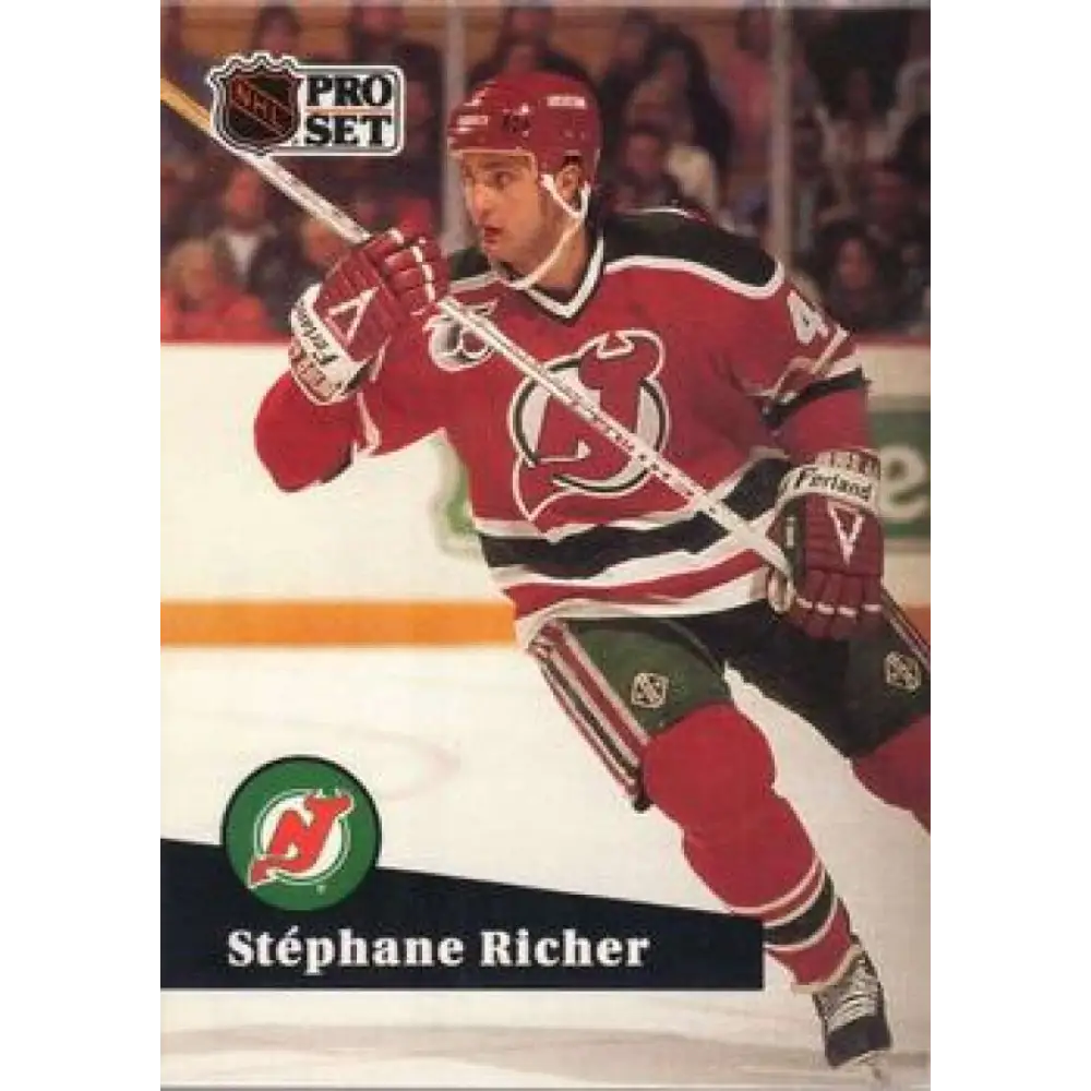 1991-92 Pro Set #420 Stephane Richer NM-MT New Jersey Devils Hockey Card Image 1